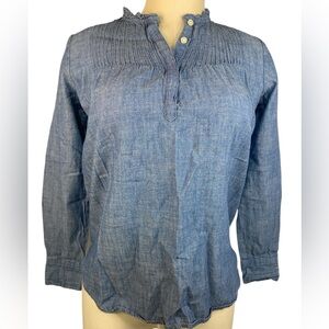 J. Crew Mercantile Blue Denim Long Sleeve Blouse Women’s 00